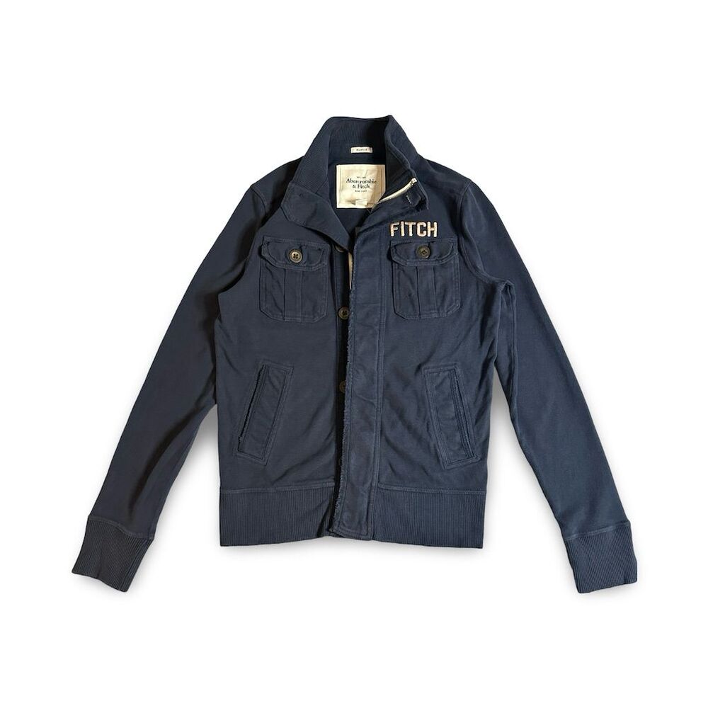 Abercrombie & Fitch Men's Military Jacket Medium Blue Full-Zip Casual